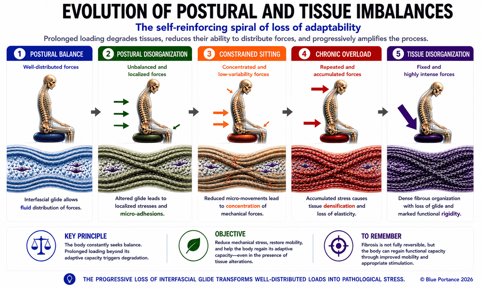 Back pain while sitting: evolution of postural imbalances, loss of fascial gliding and and chronic stiffness