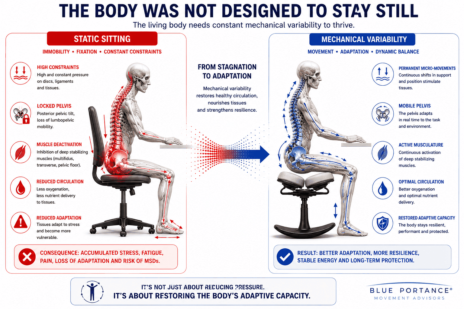 Static sitting vs. mechanical variability: effects on musculoskeletal disorders - Blue Portance