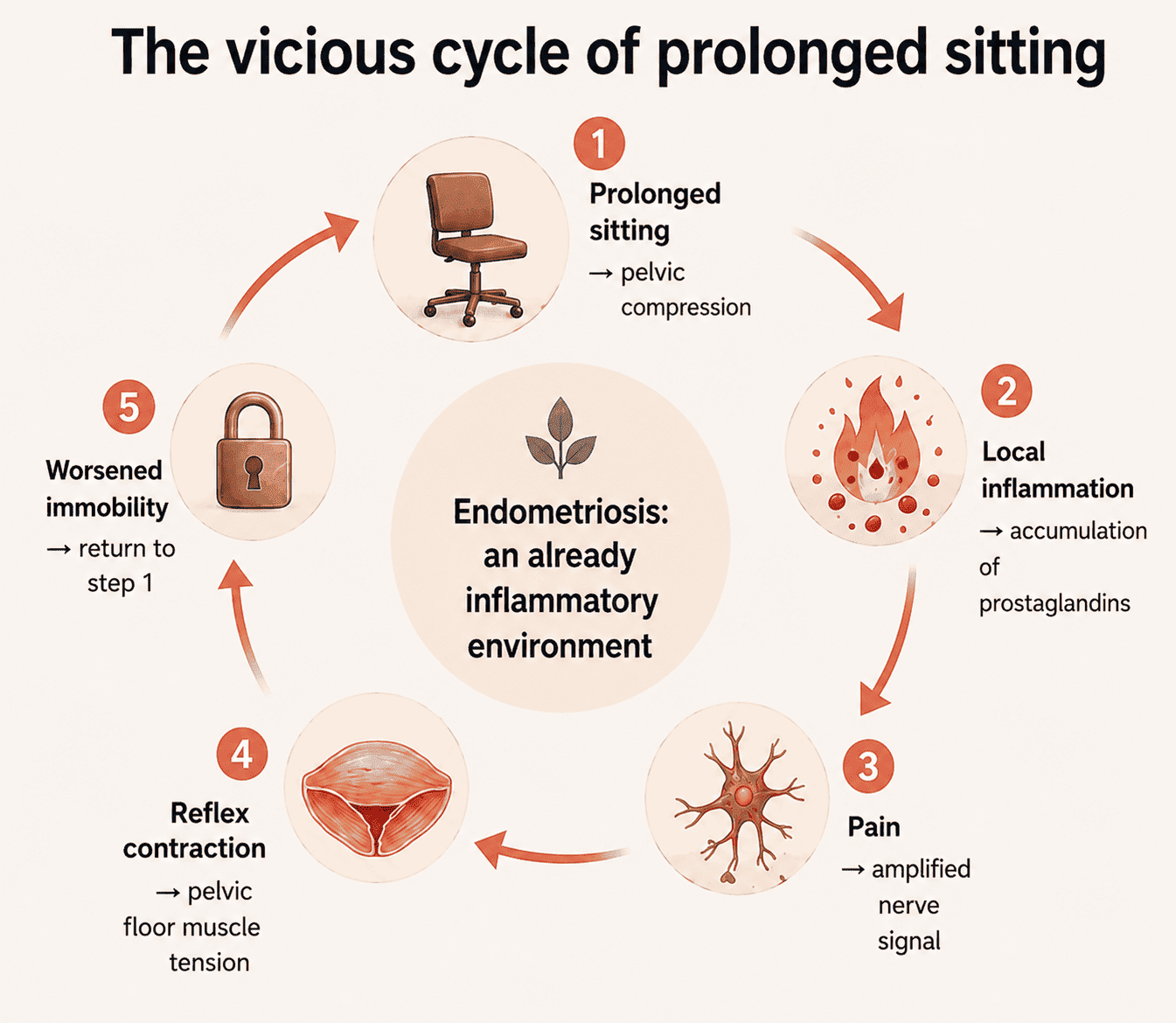 The vicious cycle of immobile sitting in endometriosis